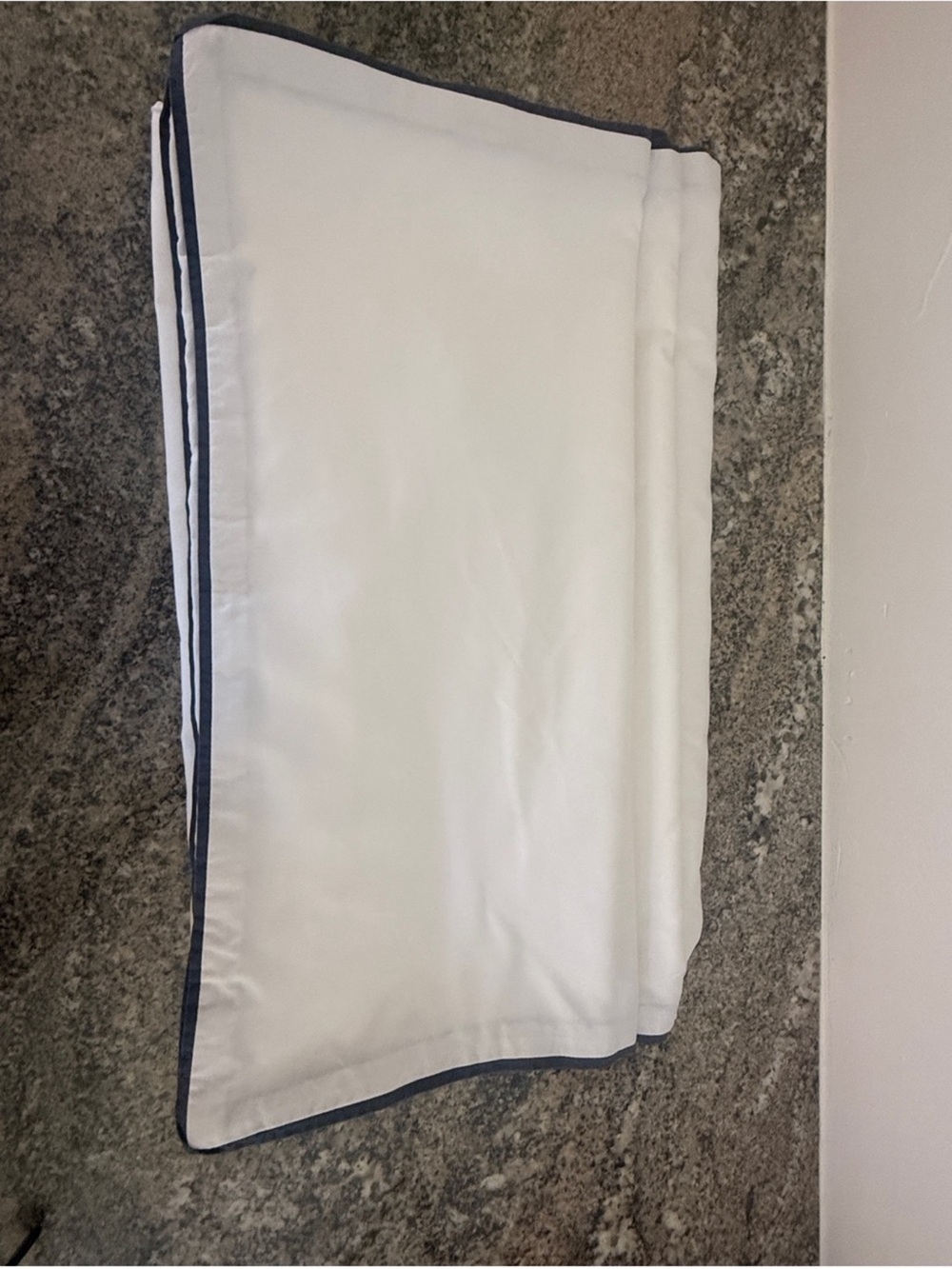Two Threshold White Pillow Shams with Navy Piping